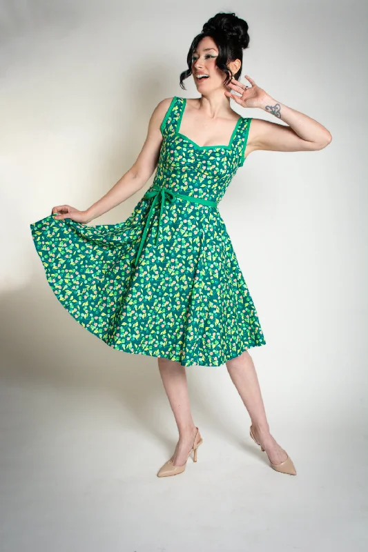 Vintage Charm Sadie Dress- Green Cherries