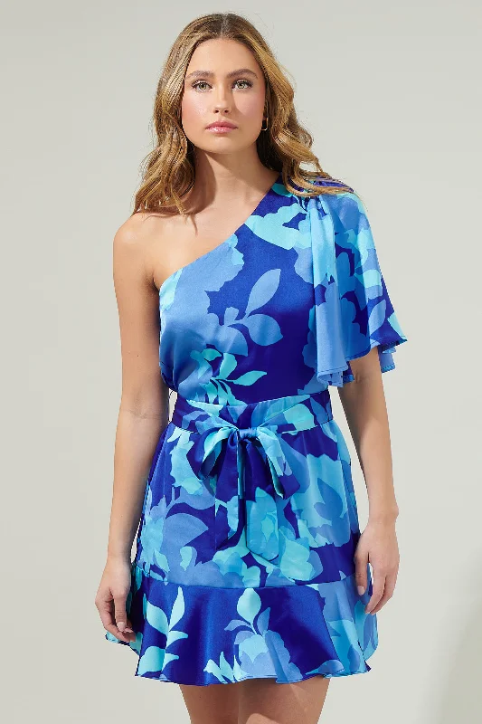 Women's Plus-Size Garments Algeria Floral Mini Satin Dress