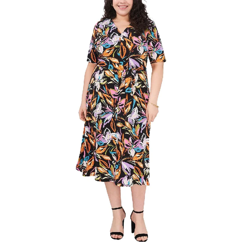 Women's Clothes For The Office MSK Womens Plus Floral Calf Midi Dress