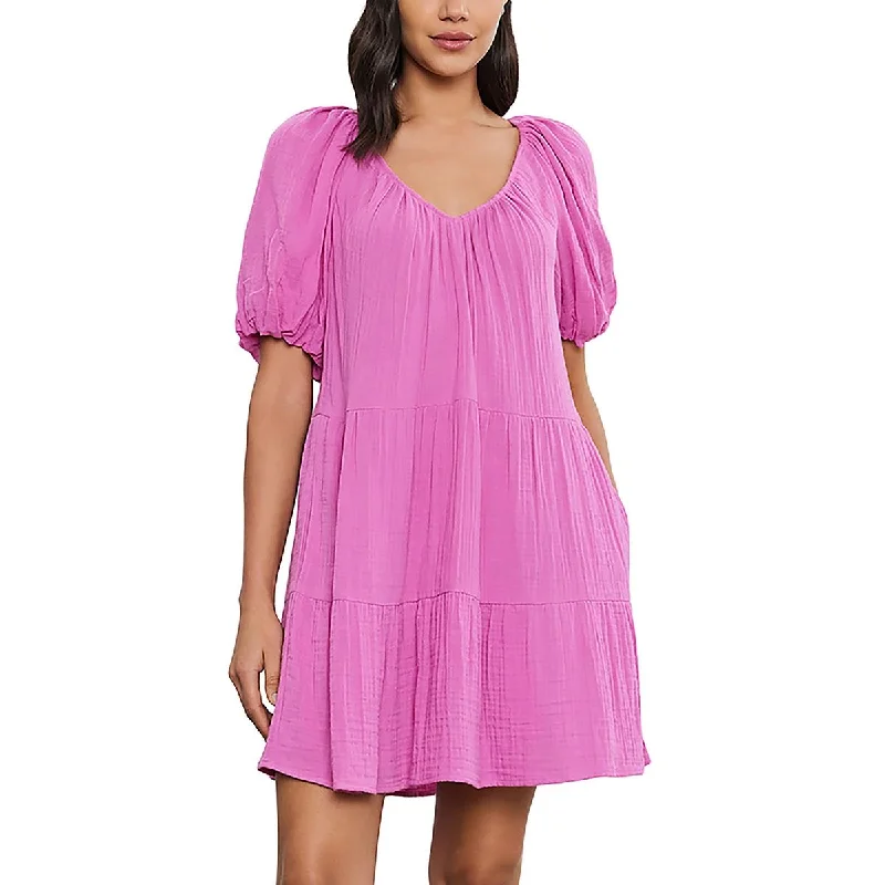 Women's Comfortable Lounge Outfit VELVET BY GRAHAM & SPENCER Womens Mini Tiered Mini Dress