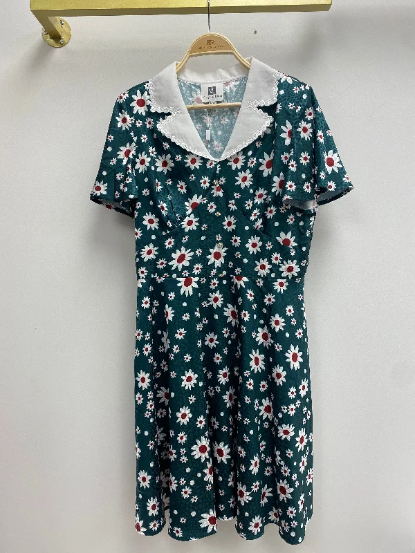 Casual Clothes For Women Shirt Collar Vintage Style Short Sleeve Floral Printed Dress