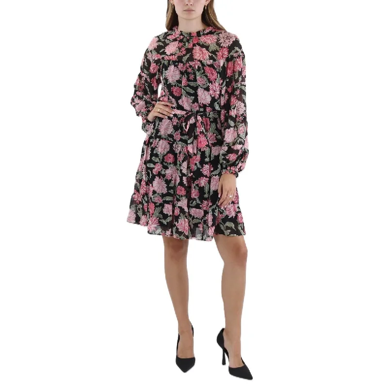 Women's Clothing Sets Donna Morgan Womens Floral Print Ruffled Fit & Flare Dress