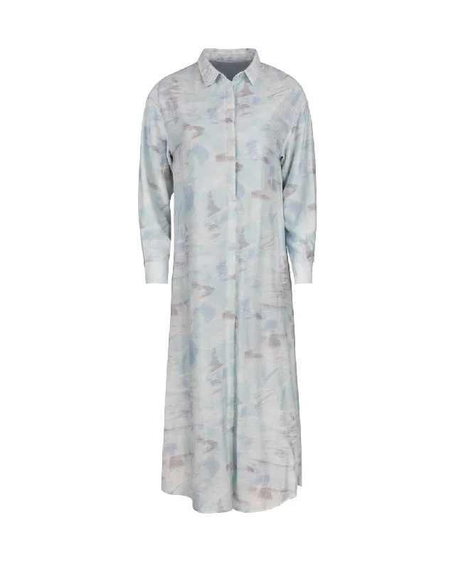 Women's Travel Attire Pastel Floral Shirtdress