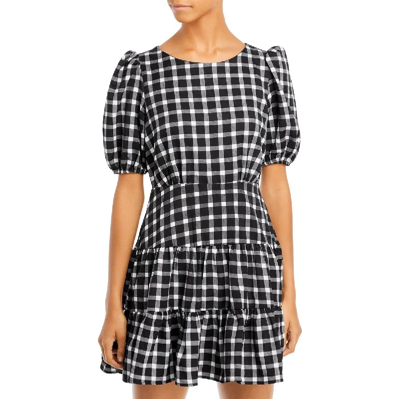 Women's Vacation Clothes Aqua Womens Plaid Short Mini Dress