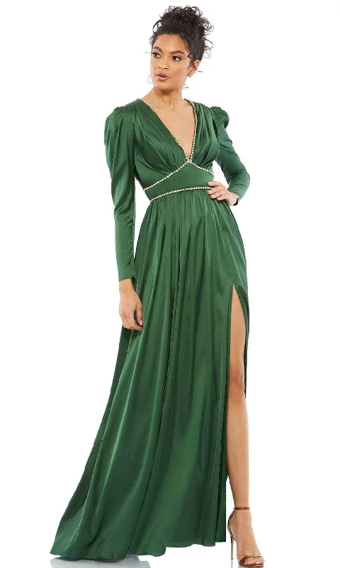 Women's Clothes For The Office Ieena Duggal 55702 - V-Neck Pleated Evening Gown