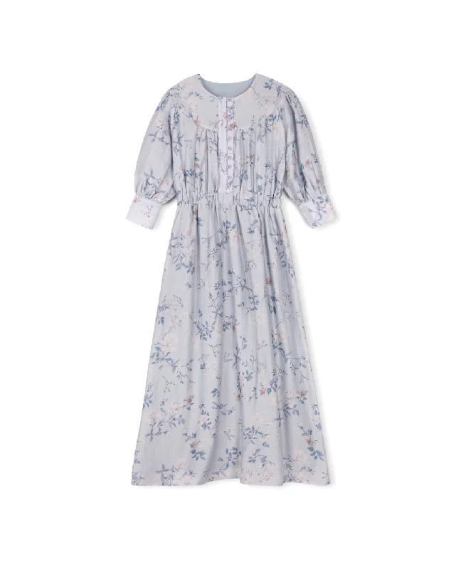 Women's Luxury Garments Textured Floral Waisted Dress