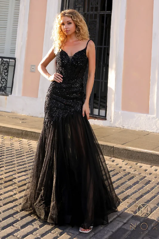 Chic Clothes For Women Nox Anabel F1467 Glittered Long Trumpet Prom Gown