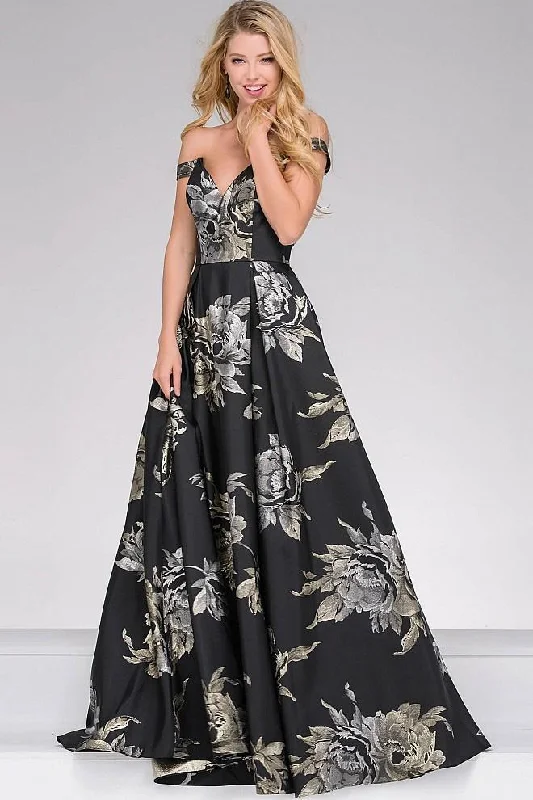 Timeless Women's Apparel Jovani - Off the Shoulder Flora Print Prom Ballgown 48361