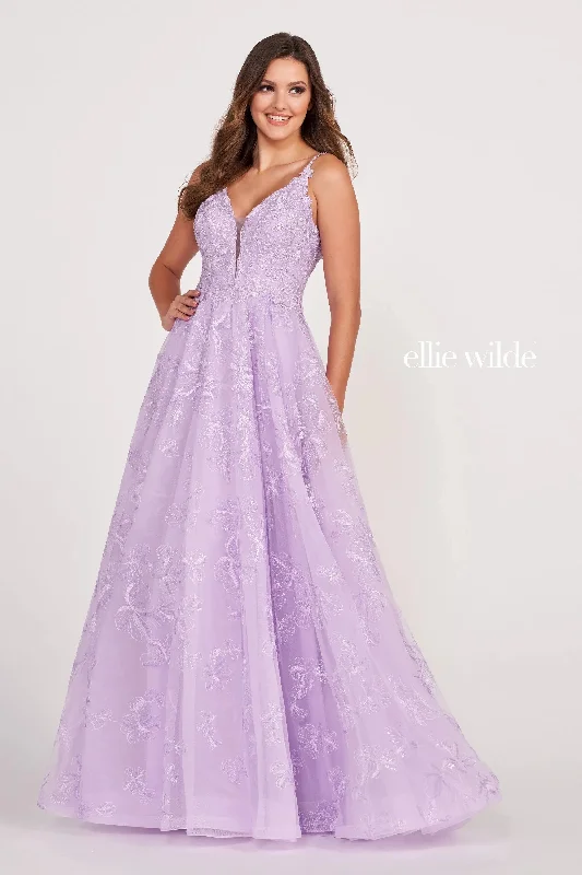 Women's Clothing And Garments Sets Ellie Wilde EW34051 Long Pocket Ball Gown Sequin Prom Dress