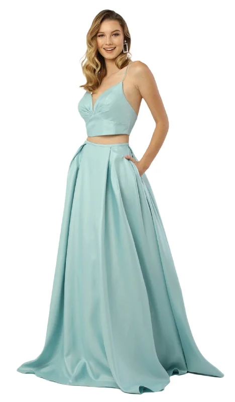 Stylish Women's Garments Nox Anabel - E161 Sleeveless Sweetheart Crop top Two-Piece A-Line Gown