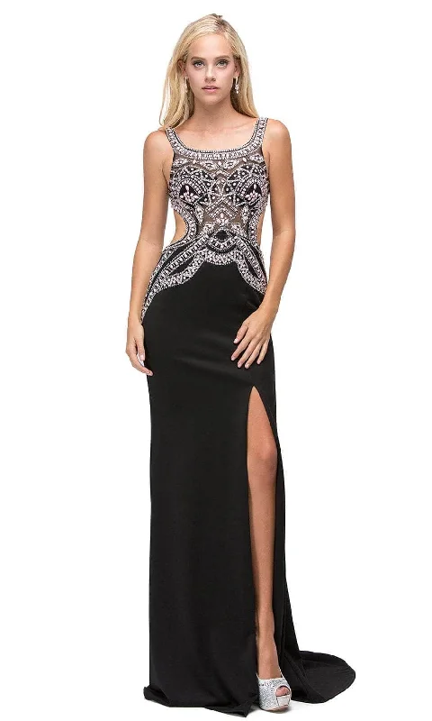 Affordable Trendy Clothes For Women Dancing Queen 9612 - Scoop Beaded Illusion Prom Gown