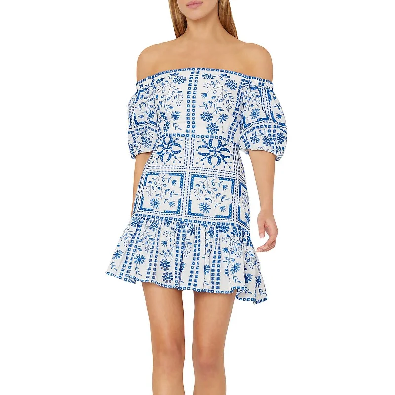 Women's Attire Milly Womens Otilia Puff Sleeve Short Mini Dress