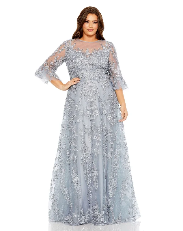 Women's Seasonal Apparel Mac Duggal 20471 Long Formal A Line Plus Size Gown