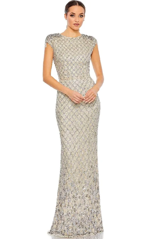 Women's Date Night Outfit Mac Duggal 5642 - Cap Sleeve Beaded Evening Gown