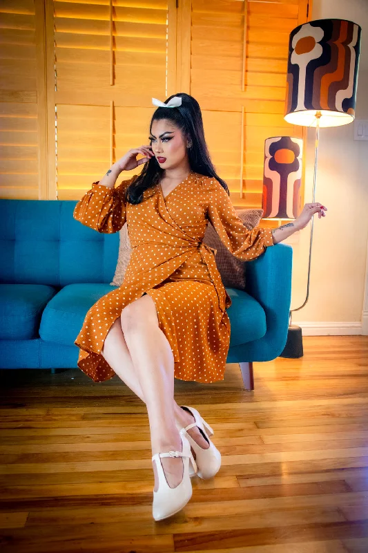 Hurry Before It's Gone Rita Dress- Mustard Dot