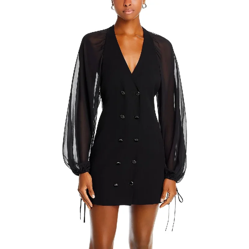 Women's Outfit For The Office FRAME Womens Blazer Dress Sheer Sleeves Mini Dress