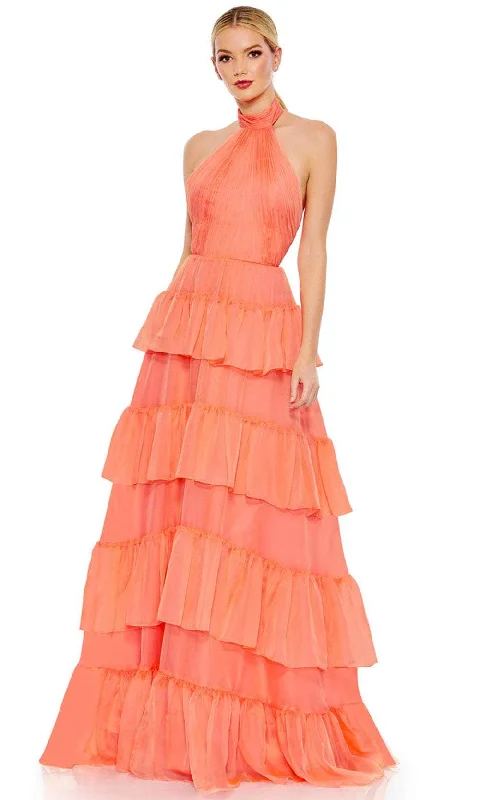 Women's Weekend Outfit Ieena Duggal 55819 - Halter Tiered Evening Gown