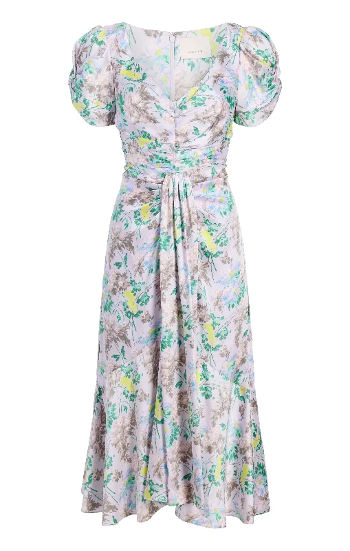 Plus-Size Women's Clothing Light Washed Floral Walker Dress