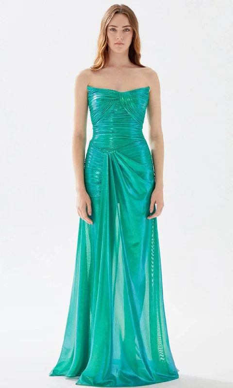 Vintage-Inspired Women's Apparel Tarik Ediz 52039 - Scoop Neck Sheath Prom Gown