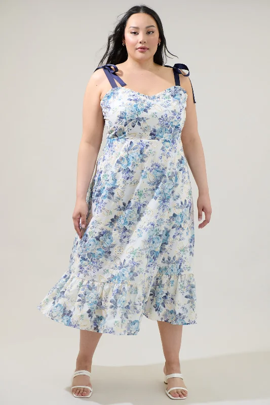 Women's Clothing Majesty Floral Villa Garden Eyelet Midi Dress Curve