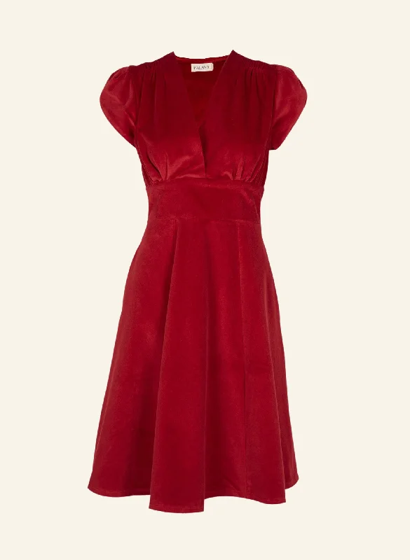 Best Sellers Rita - Claret Velvet Dress