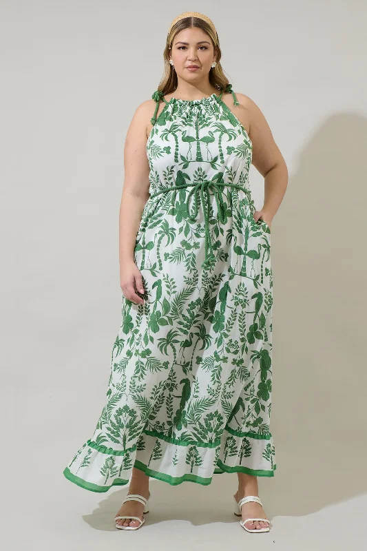 Women's High-Fashion Apparel Kimana Floral Halter Neck Maxi Dress Curve