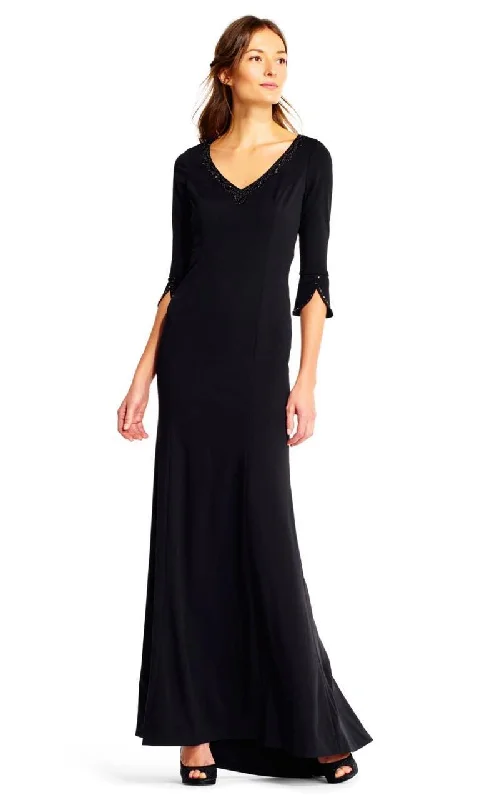 Women's Clothing For Holiday Travel Adrianna Papell - AP1E201431 Embellished Long Sleeve Stretch Gown