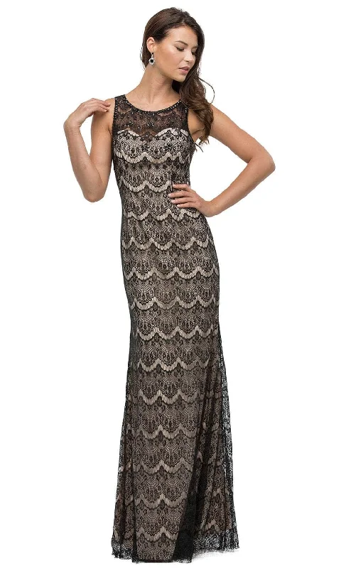 Women's Holiday Clothing Dancing Queen 9469 - Scalloped Lace Scoop Prom Gown