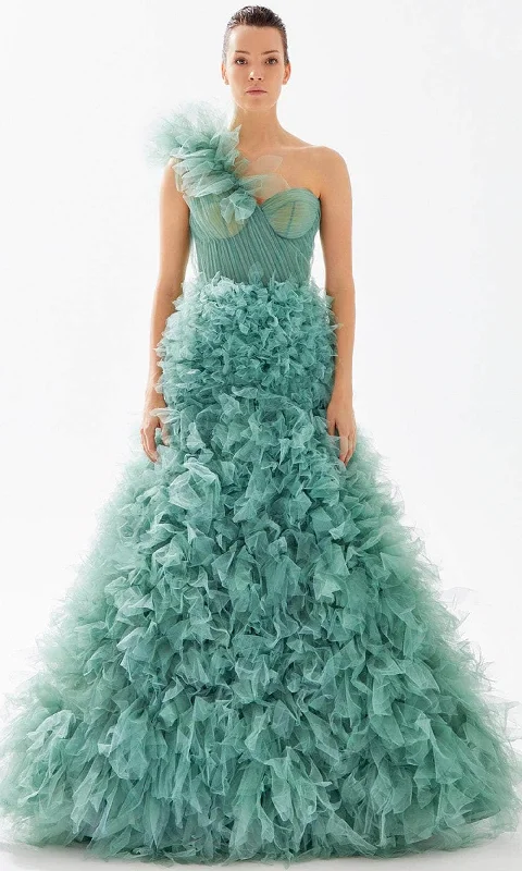 Charming Women's Outfit For Special Occasions Tarik Ediz 98265 - Ruffled Tulle Evening Gown