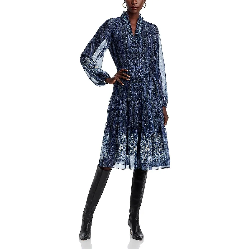 Women's Elegant Evening Attire Kobi Halperin Womens Printed Button Up Mini Dress