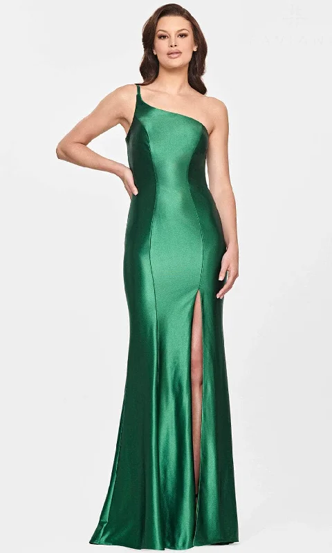 Women's Trendy Casual Outfit Faviana S10811 - Asymmetric Neck Seamed Evening Gown