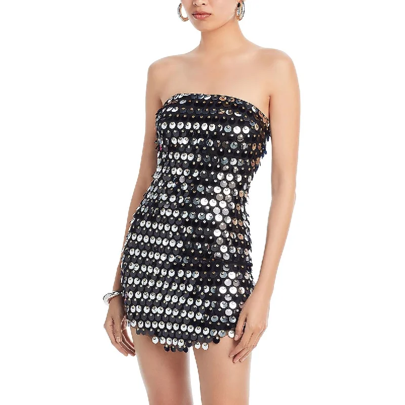 Women's Apparel New Arrivals Womens Paillettes Strapless Mini Dress