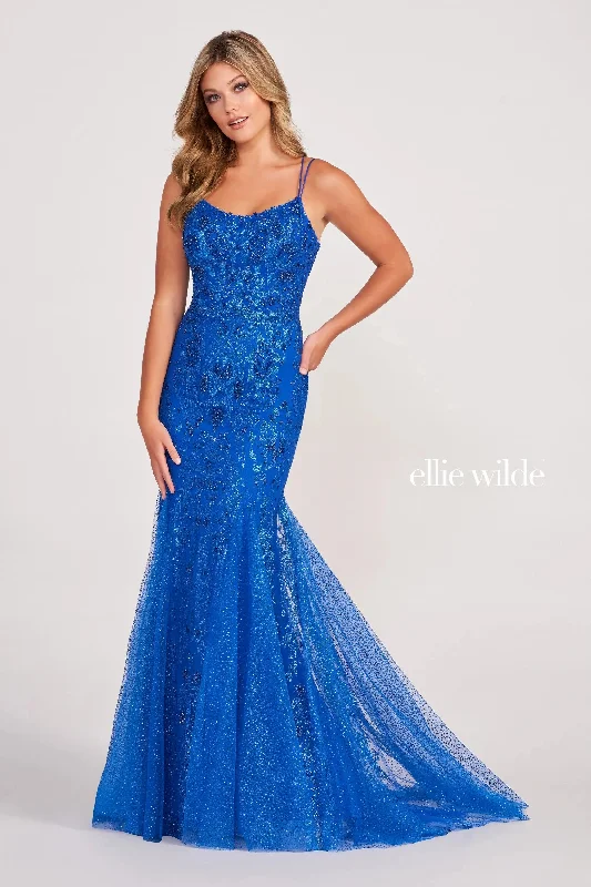 Women's Comfortable Garments Ellie Wilde EW34045 Beaded Mermaid Evening Long Prom Gown