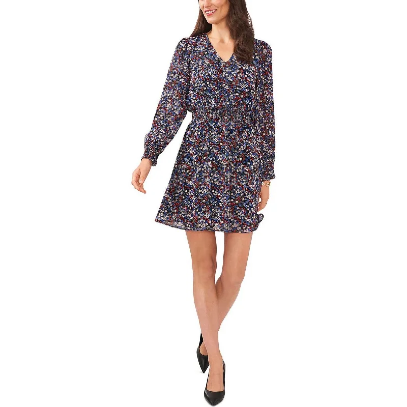 Women's Formal Clothes MSK Womens Petites Floral Short Mini Dress