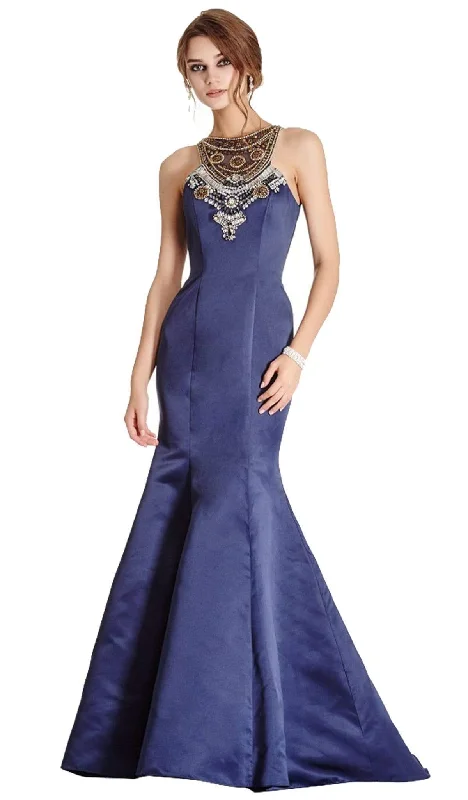 Sustainable Women's Clothes Trevi Collection - Ornate Halter Neck Trumpet Evening Gown