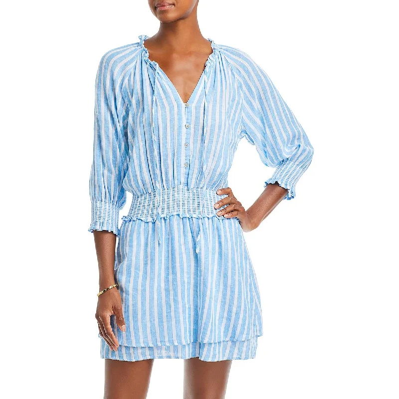 Women's Clothing For Outdoor Events Rails Womens Crystal Striped Linen Mini Dress