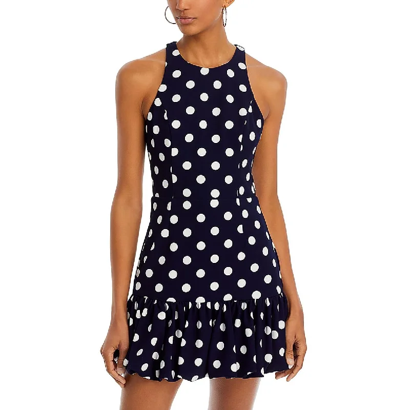 Tailored Clothing For Women Aqua Womens Polka Dot Ruffle Mini Dress