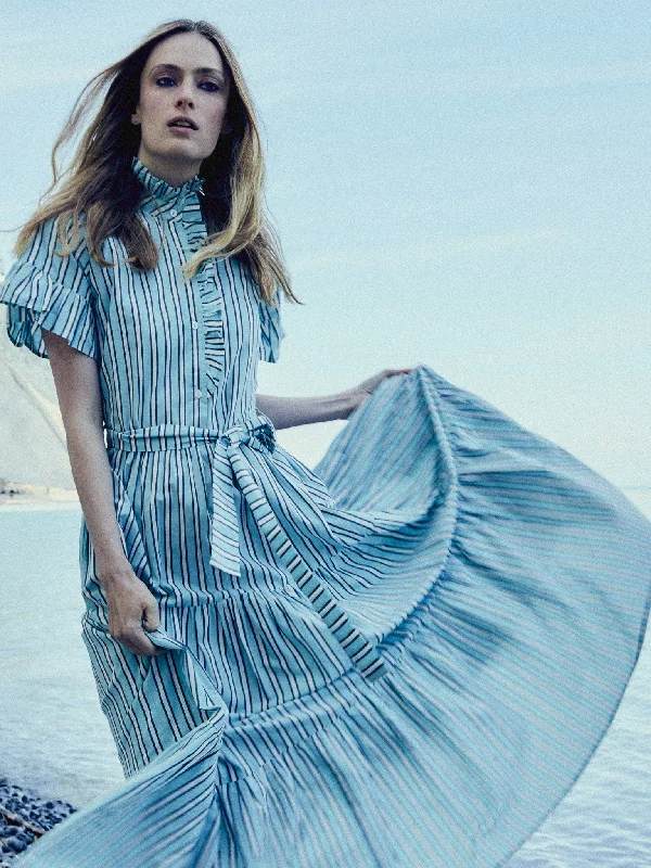 Stylish Savings Victoria Dress in Seaglass Stripe