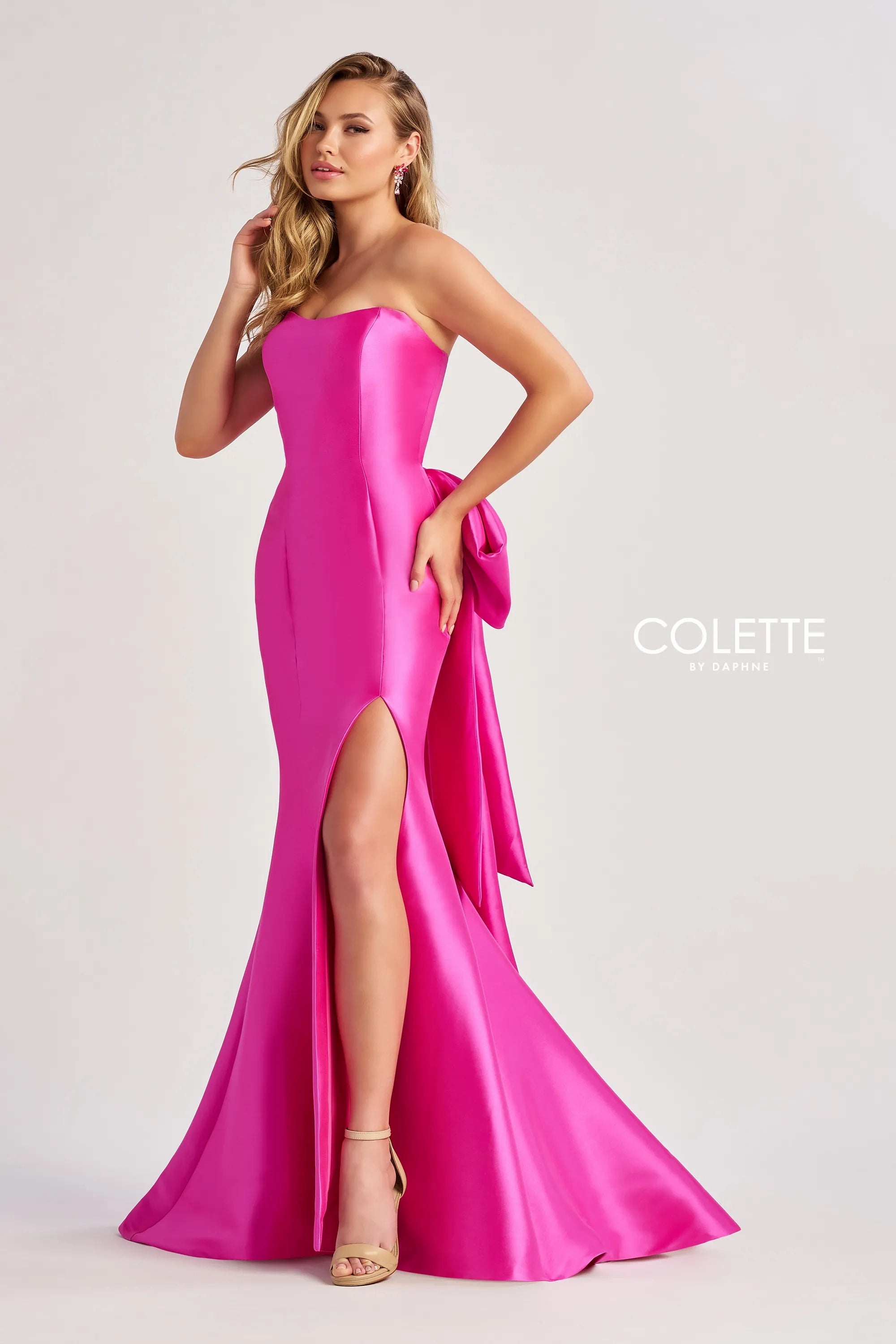 Women's Seasonal Wardrobe Clothing Colette By Daphne CL8470 - Bow Back Prom Gown