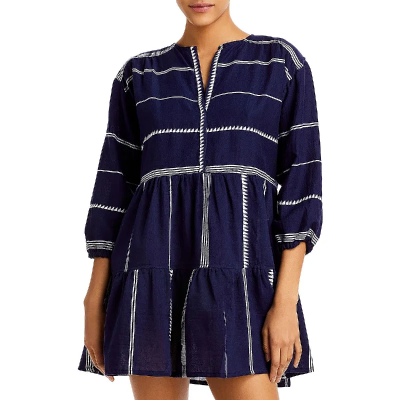 Sustainable Women's Clothing lemlem by Liya Kebede  Womens Cotton Tiered Mini Dress