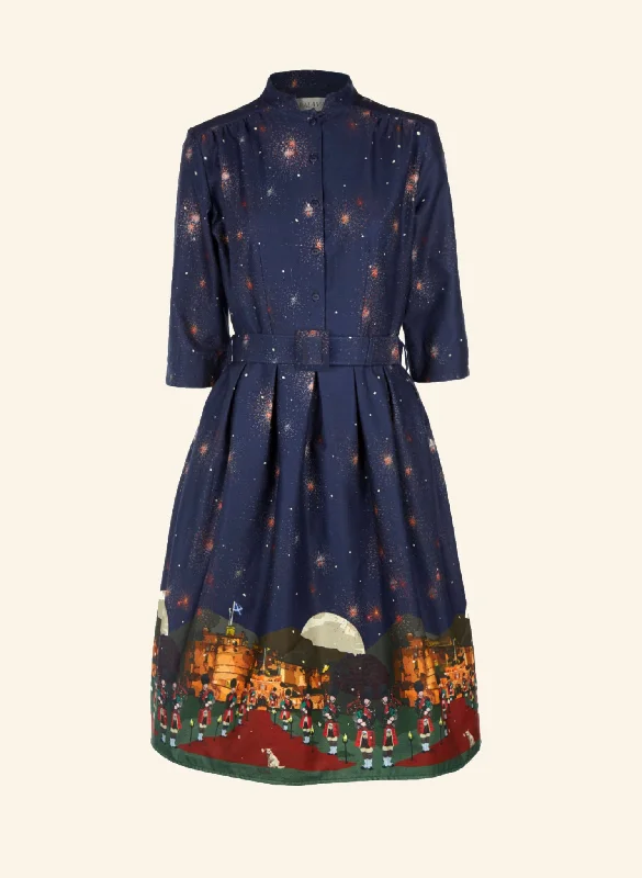 Bold Fashion Cynthia Dress - Navy Edinburgh Castle