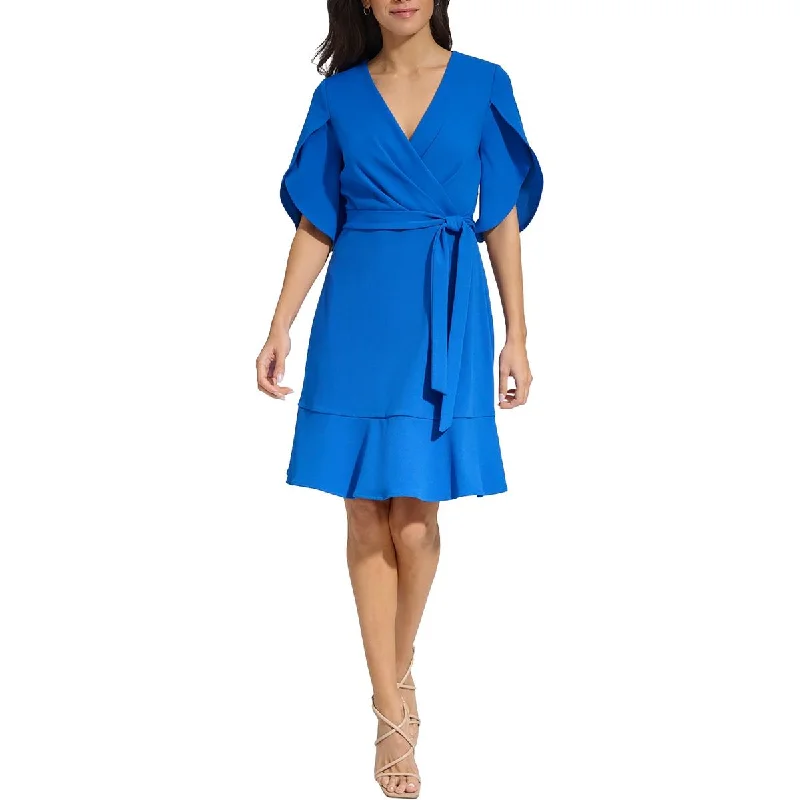 Women's Evening Attire DKNY Womens Ruffle Sleeves Knee-Length Mini Dress