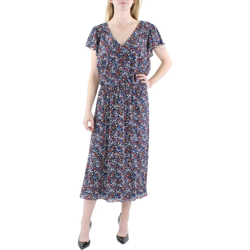 Women's Night-Out Clothes MSK Womens Plus Floral Midi Midi Dress