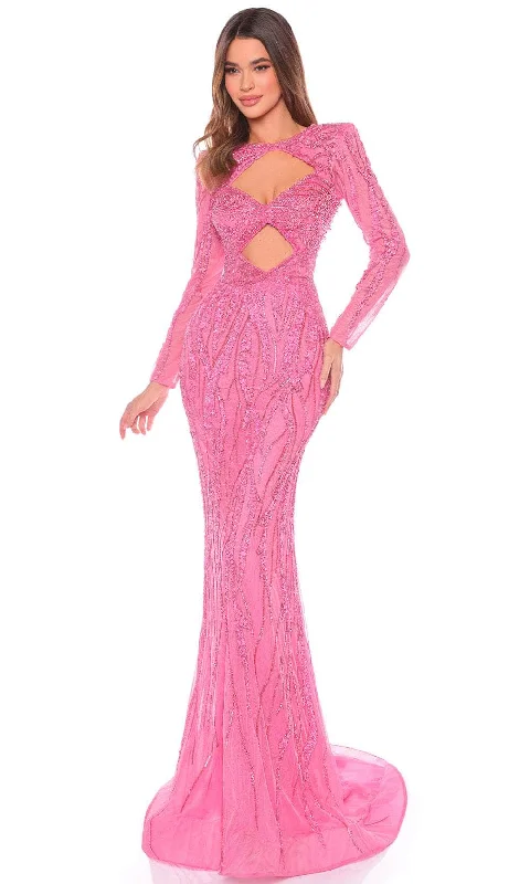 Luxury Women's Clothes Amarra 88093 - Cut-Out Detailed Long Sleeve Evening Gown