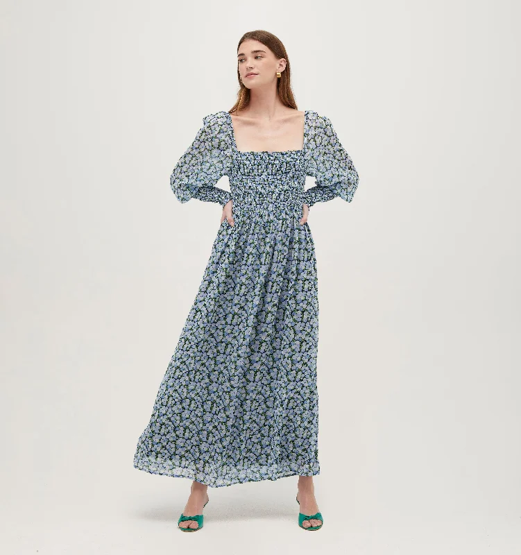 Women's Clothing And Garments Sets The Grace Maxi Nap Dress - Pansy in Blue Multi Georgette