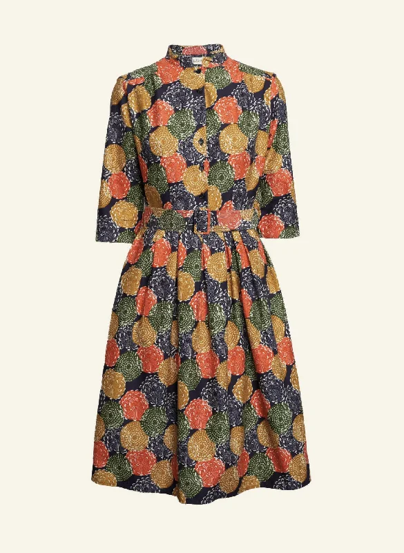 Rustic Countryside Charm Look Cynthia Dress - Navy Pinecones