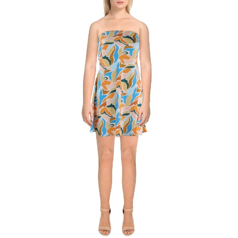 Stylish Women's Outfit Lush Womens Tie Back Printed Mini Dress