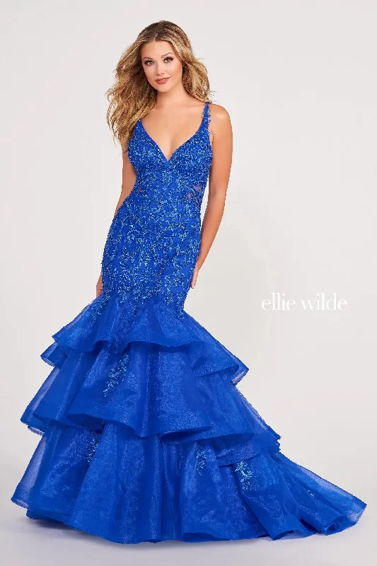 Women's Active Garments For Workouts Ellie Wilde EW34082 Prom Mermaid Beaded Long Ball Gown