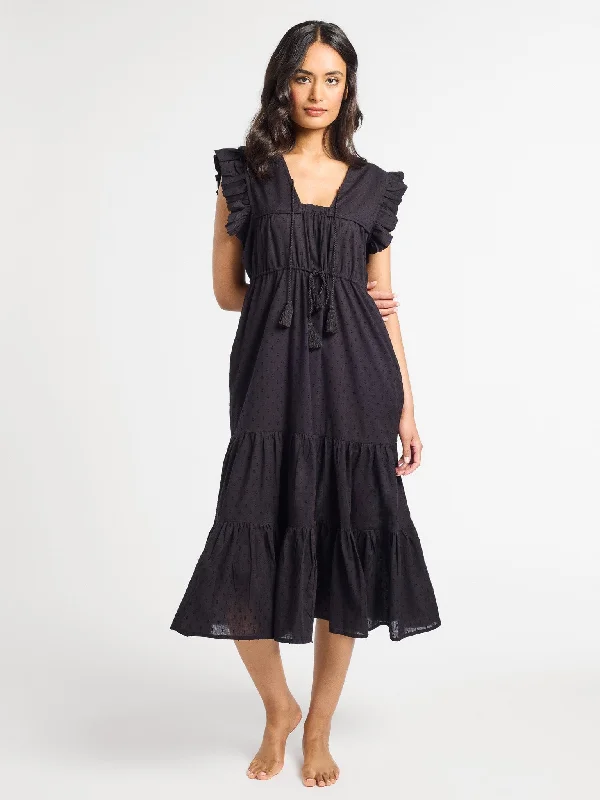 Casual Chic Clothing Esme Dress in Black Swiss Dot