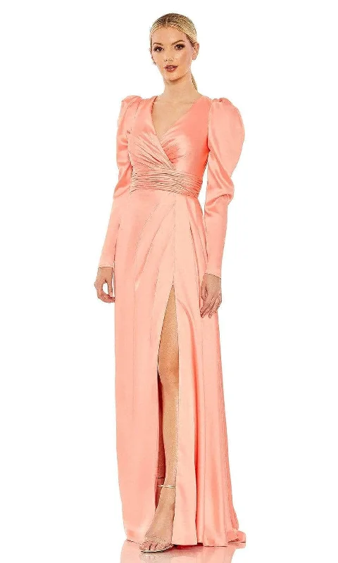 Women's Vacation Garments Mac Duggal 12404 - Puff Sleeve Wrap Evening Gown